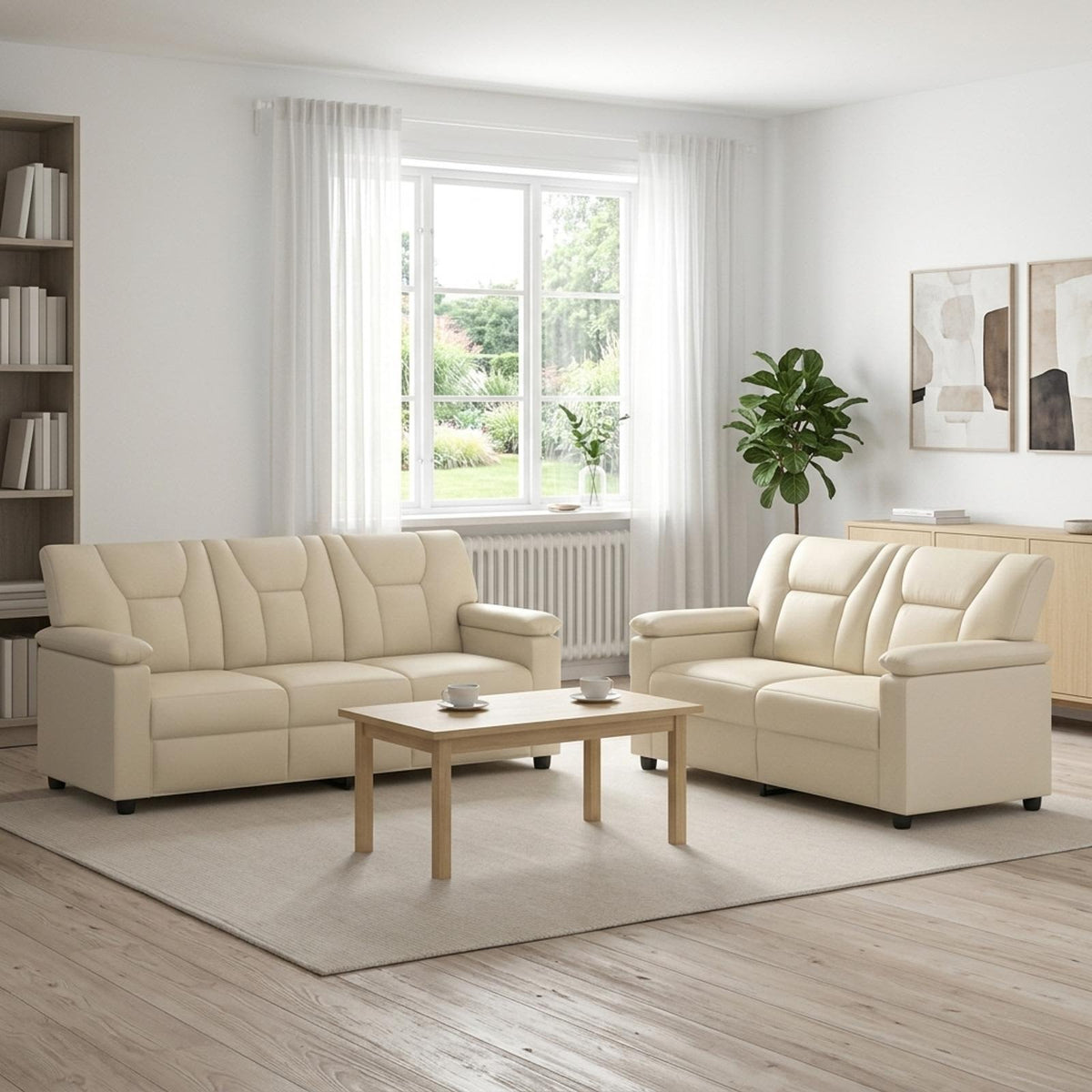 Set sofe 2 pcs Krem Umjetna koža