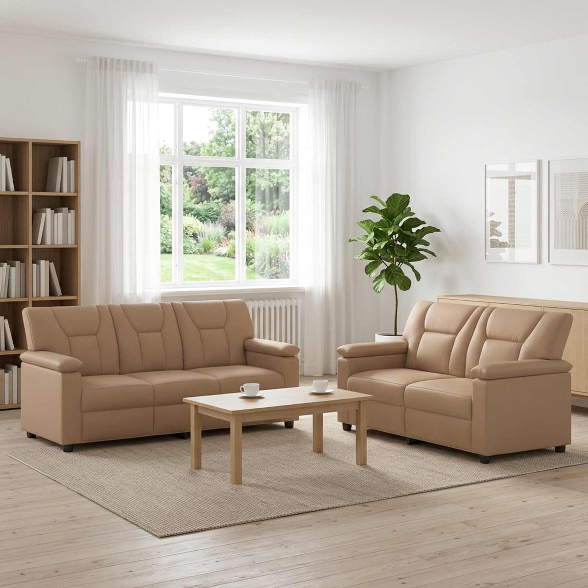 Set sofe 2 pcs Boja cappuccina Umjetna koža