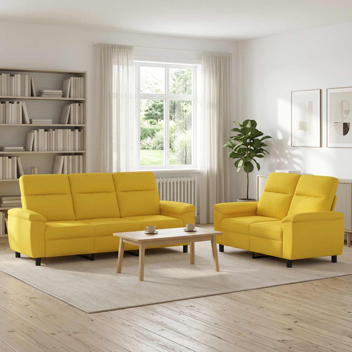 Set sofe 2 pcs Svijetlo žuta Tkanina