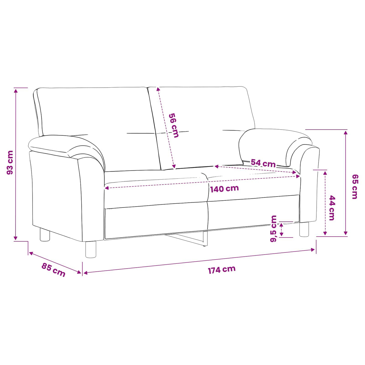 Sofa Svijetlo zelena 174 x 85 x 93 cm Baršun