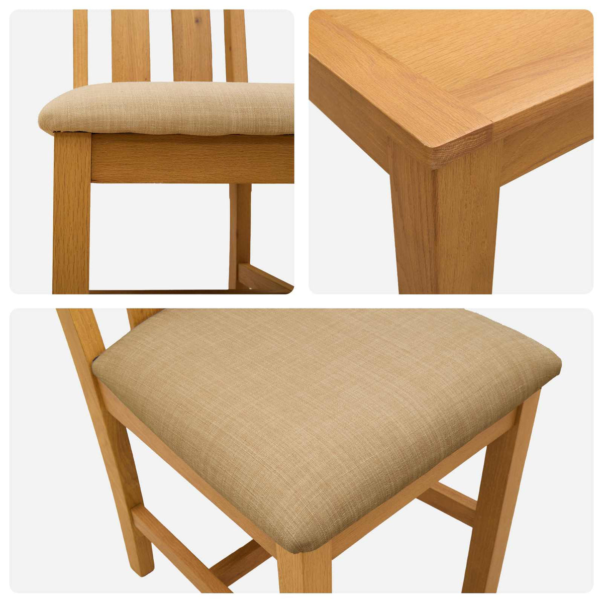 Blagovaonski set 5 kom. Bež Čvrsto Hrastovo Drvo 90 x 90 x 75 cm