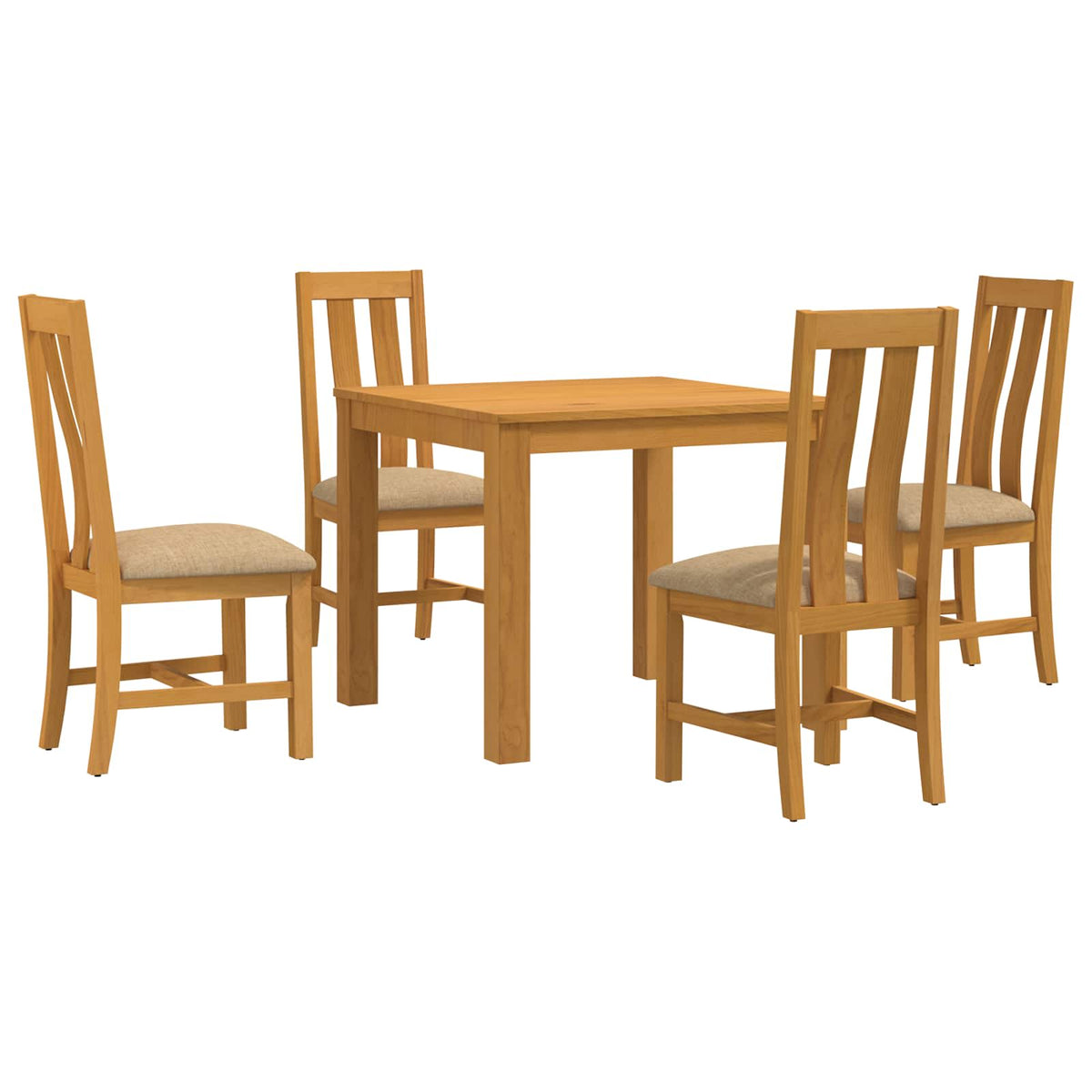Blagovaonski set 5 kom. Bež Čvrsto Hrastovo Drvo 90 x 90 x 75 cm