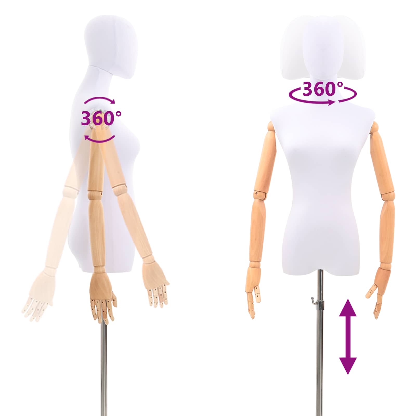 Podesivi maneken 165-213 cm s postoljem Žena PP Bijela