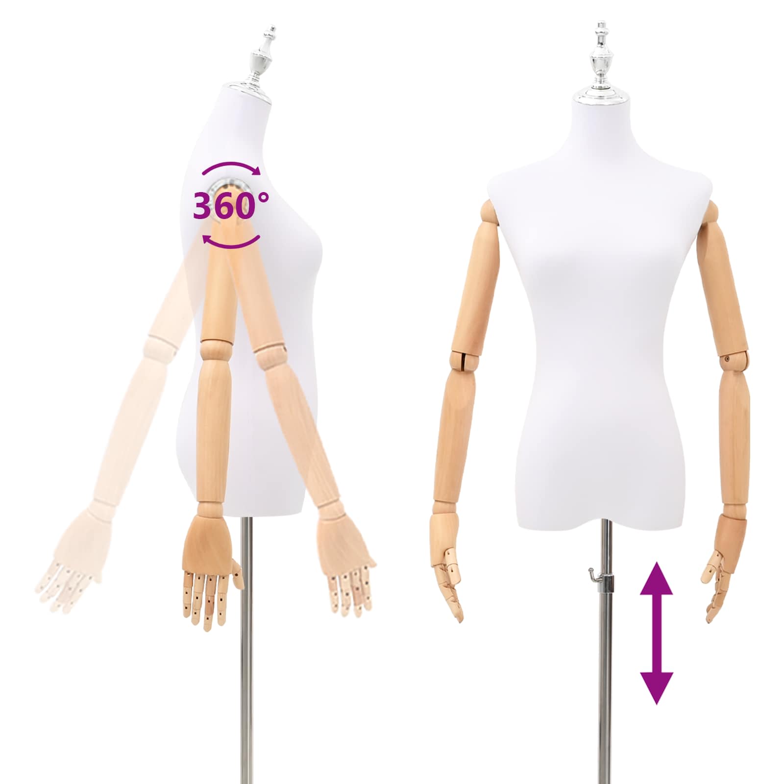 Podesiva lutka 165-213 cm s postoljem Žena PP Bijela
