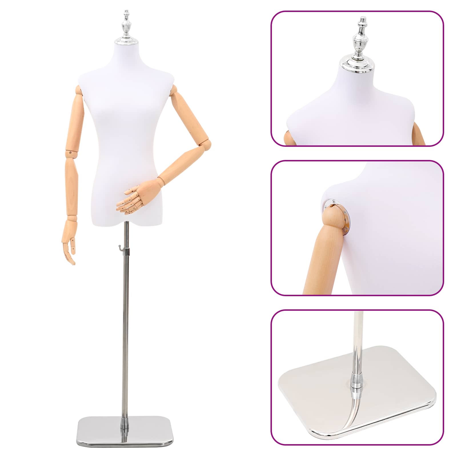 Podesiva lutka 165-213 cm s postoljem Žena PP Bijela