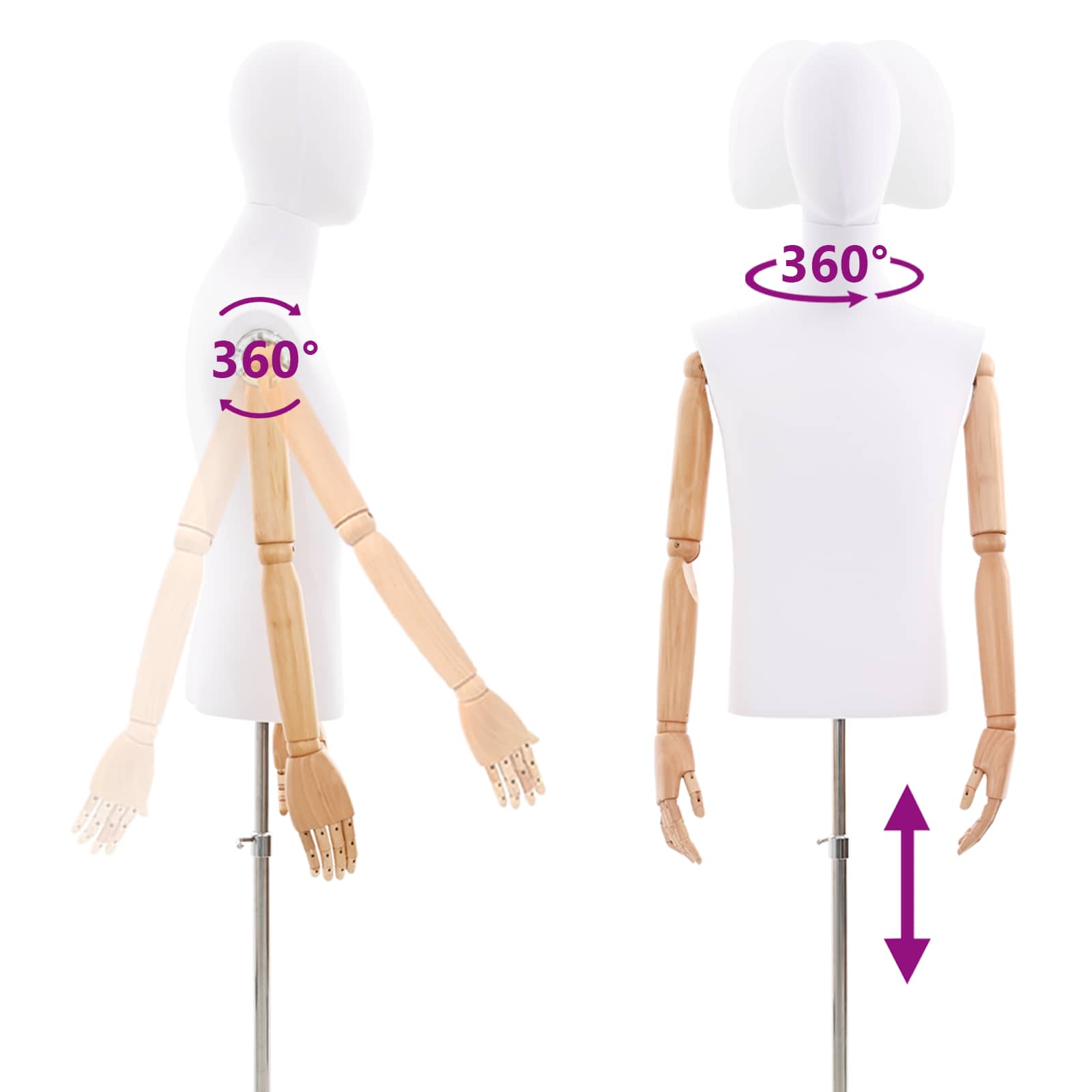 Podesiva lutka 170-218 cm s postoljem Muškarac PP Bijela