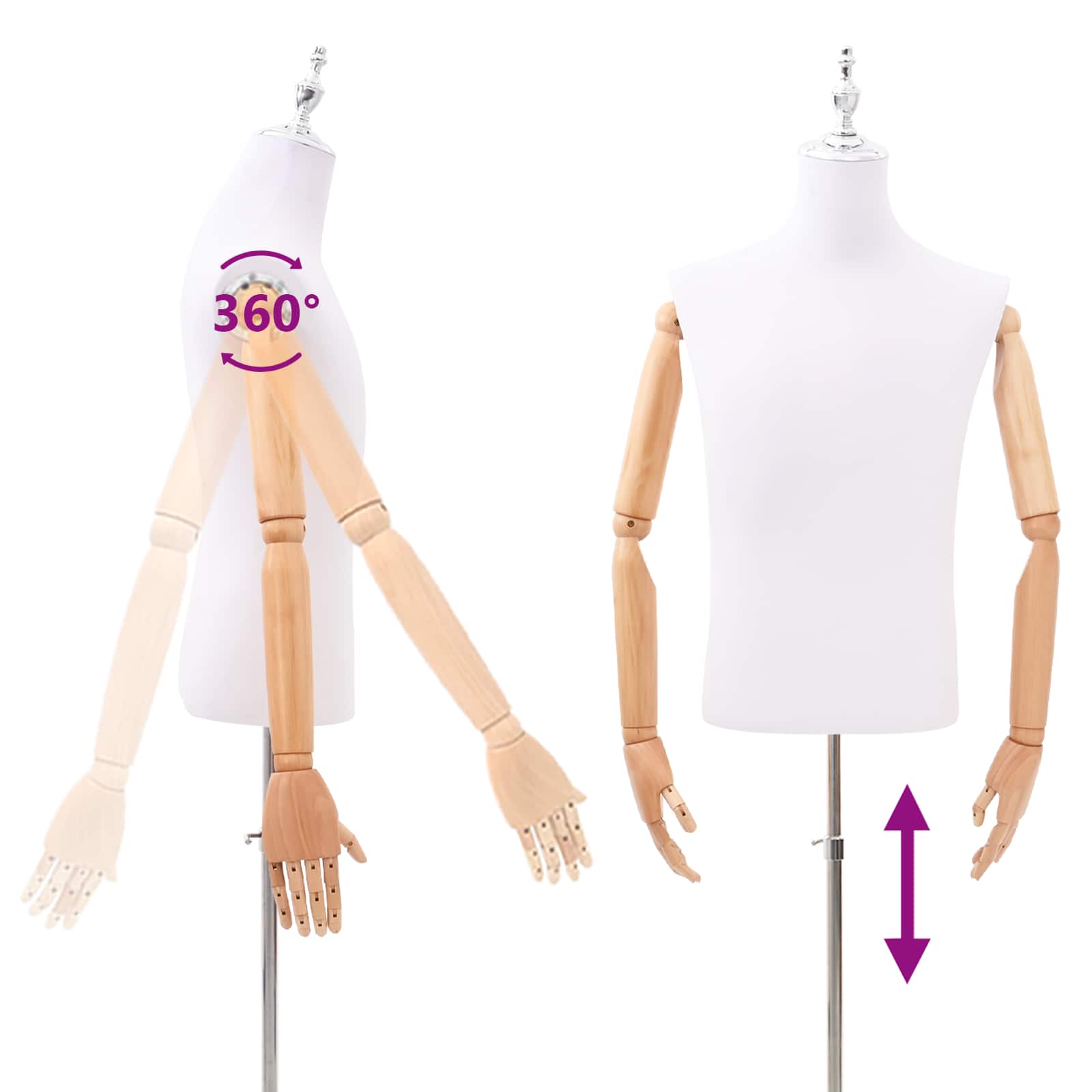 Podesiva lutka 170-218 cm s postoljem Muškarac PP Bijela