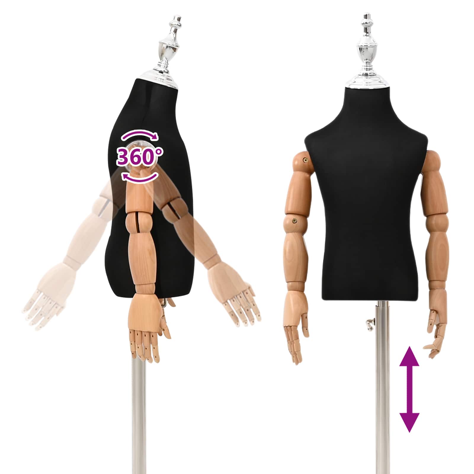 Podesivi Maneken 120-157 cm s Postoljem Uniseks PP Crna