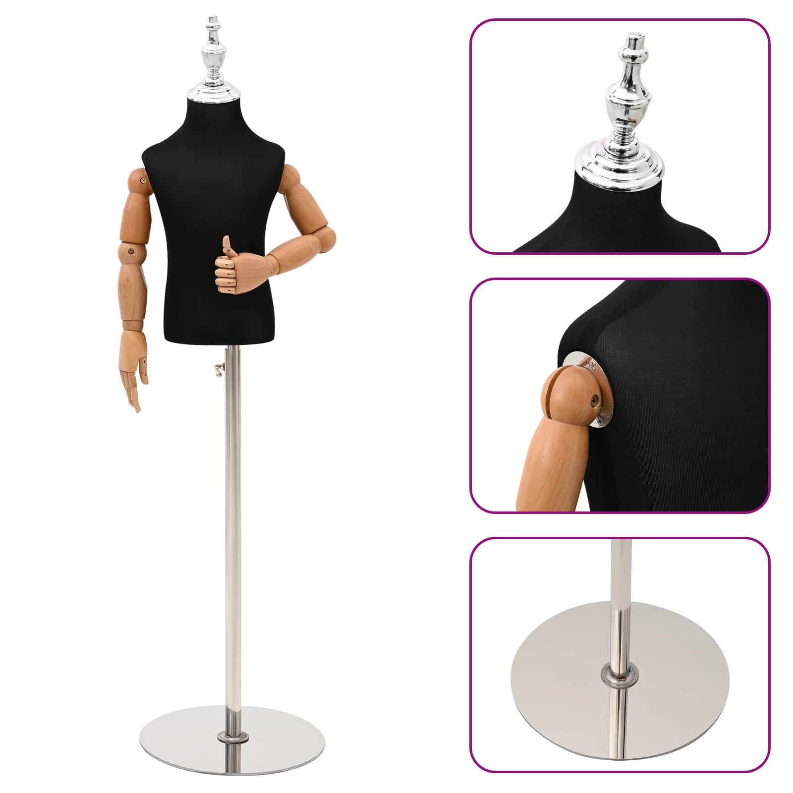 Podesivi Maneken 120-157 cm s Postoljem Uniseks PP Crna