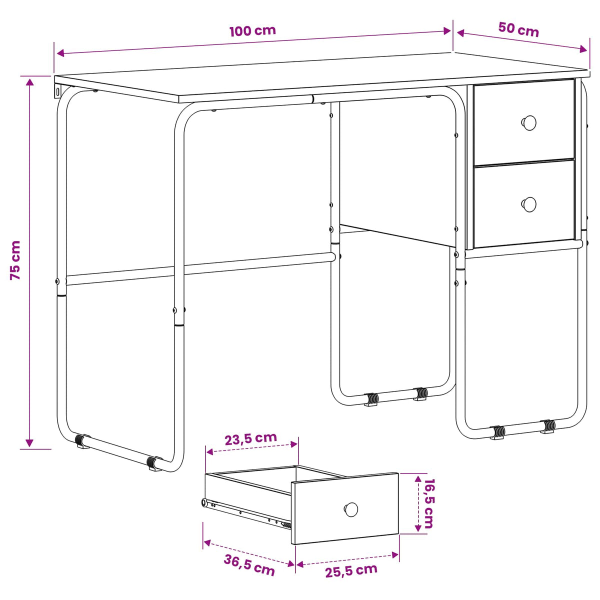 Stol s pohranom Hrast sonoma 100 x 50 x 75 cm