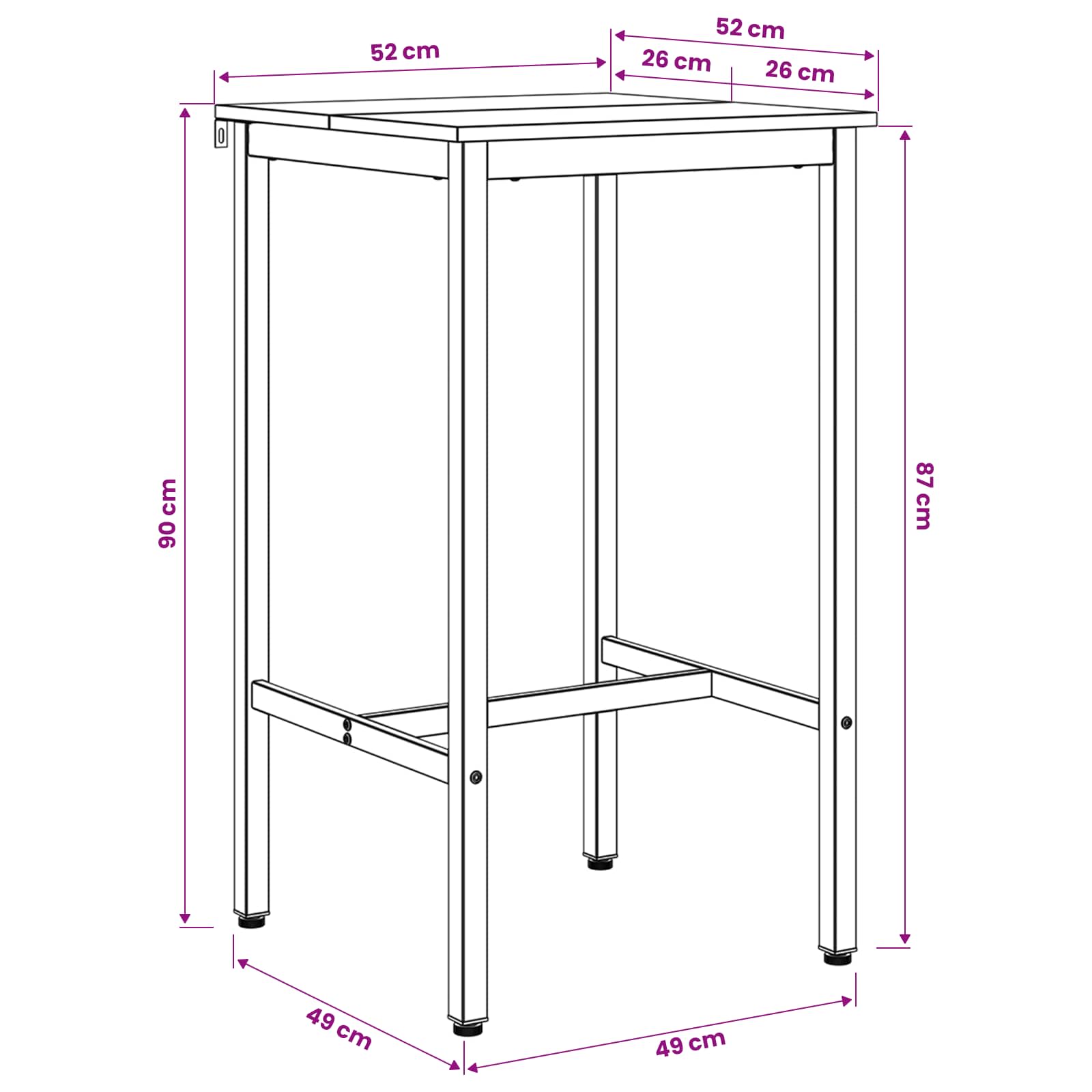 Stol za bar 52 x 52 x 90 cm Konstruirano drvo Hrast sonoma