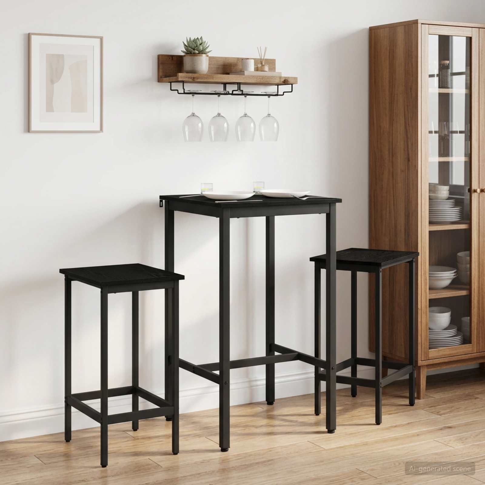 Barska stolica 2 kom. Crni hrast 40 x 32 x 74 cm
