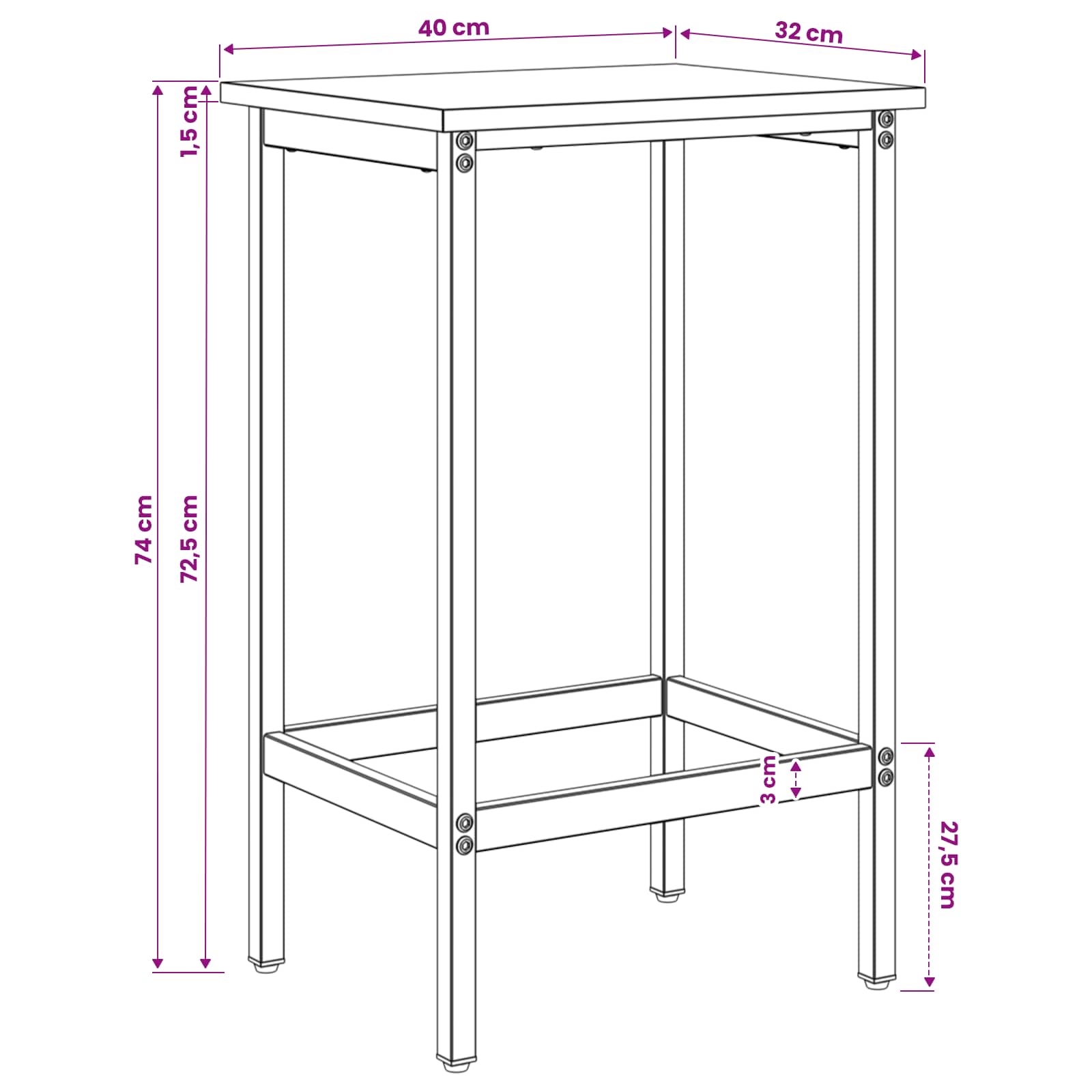 Barska stolica 2 kom. Crni hrast 40 x 32 x 74 cm
