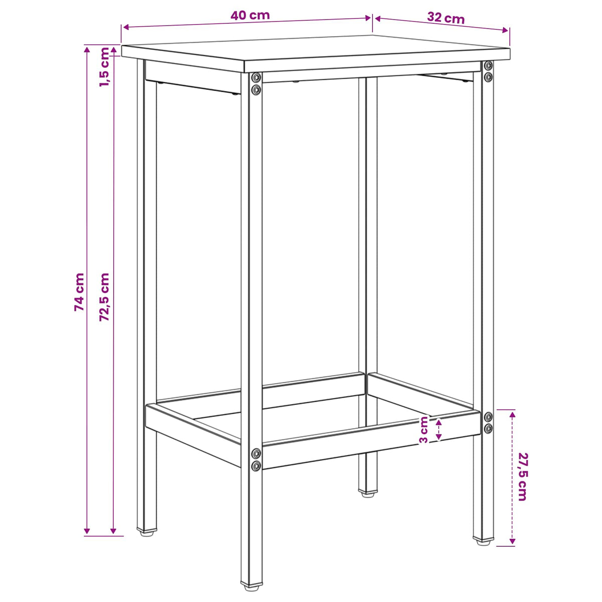 Barska stolica 2 kom. Dimljeni hrast 40 x 32 x 74 cm