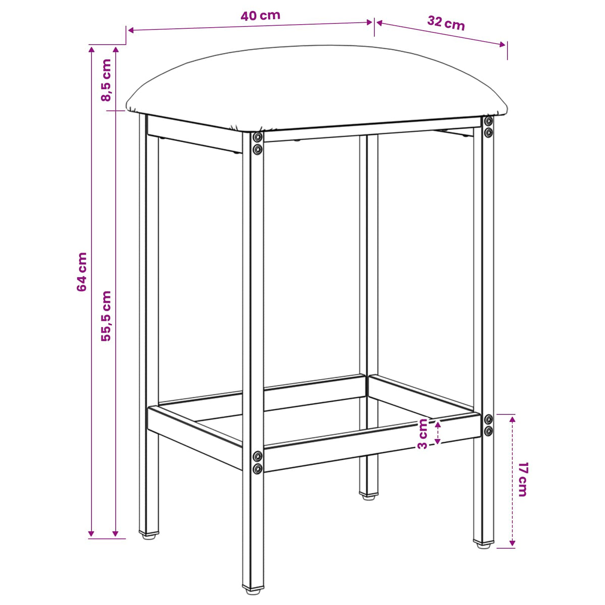 Barska stolica 2 kom. Crna 40 x 32 x 64 cm Konstruirano drvo