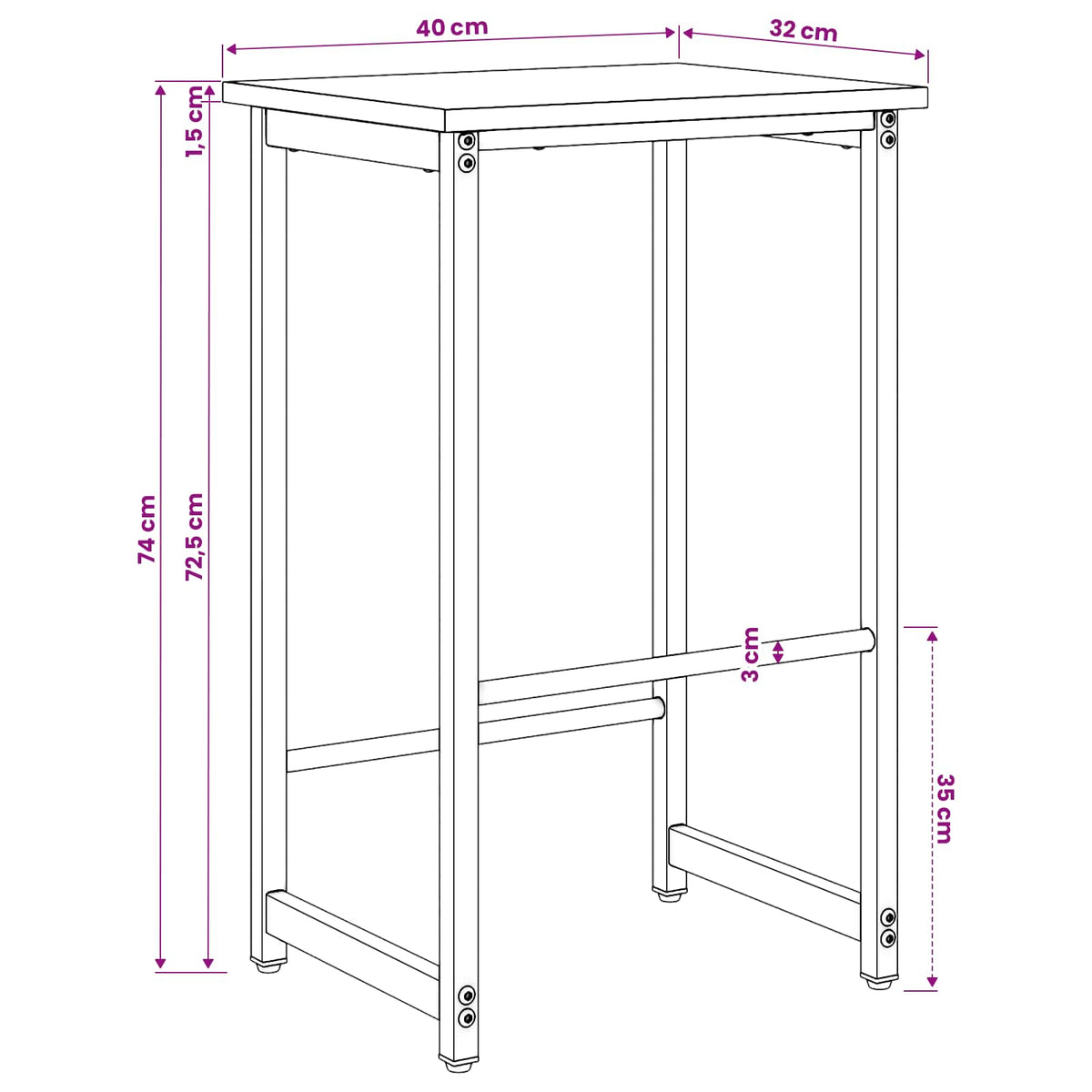 Barska stolica 2 kom. Dimljeni hrast 40 x 32 x 74 cm