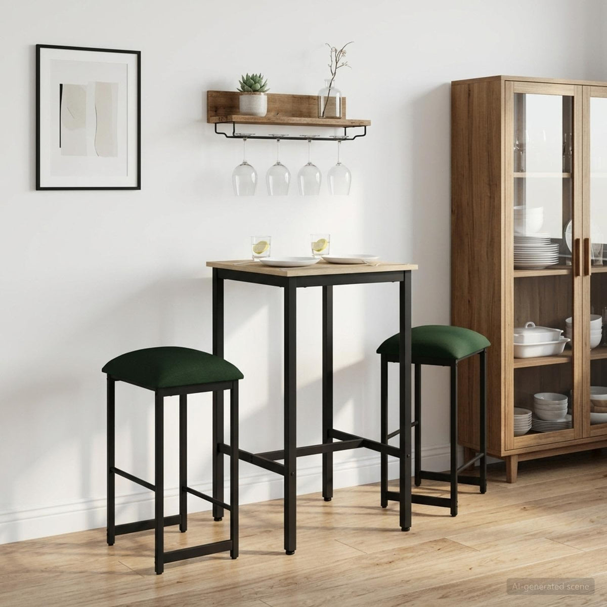 Barska stolica 2 kom. Tamnozelena 40 x 32 x 74 cm