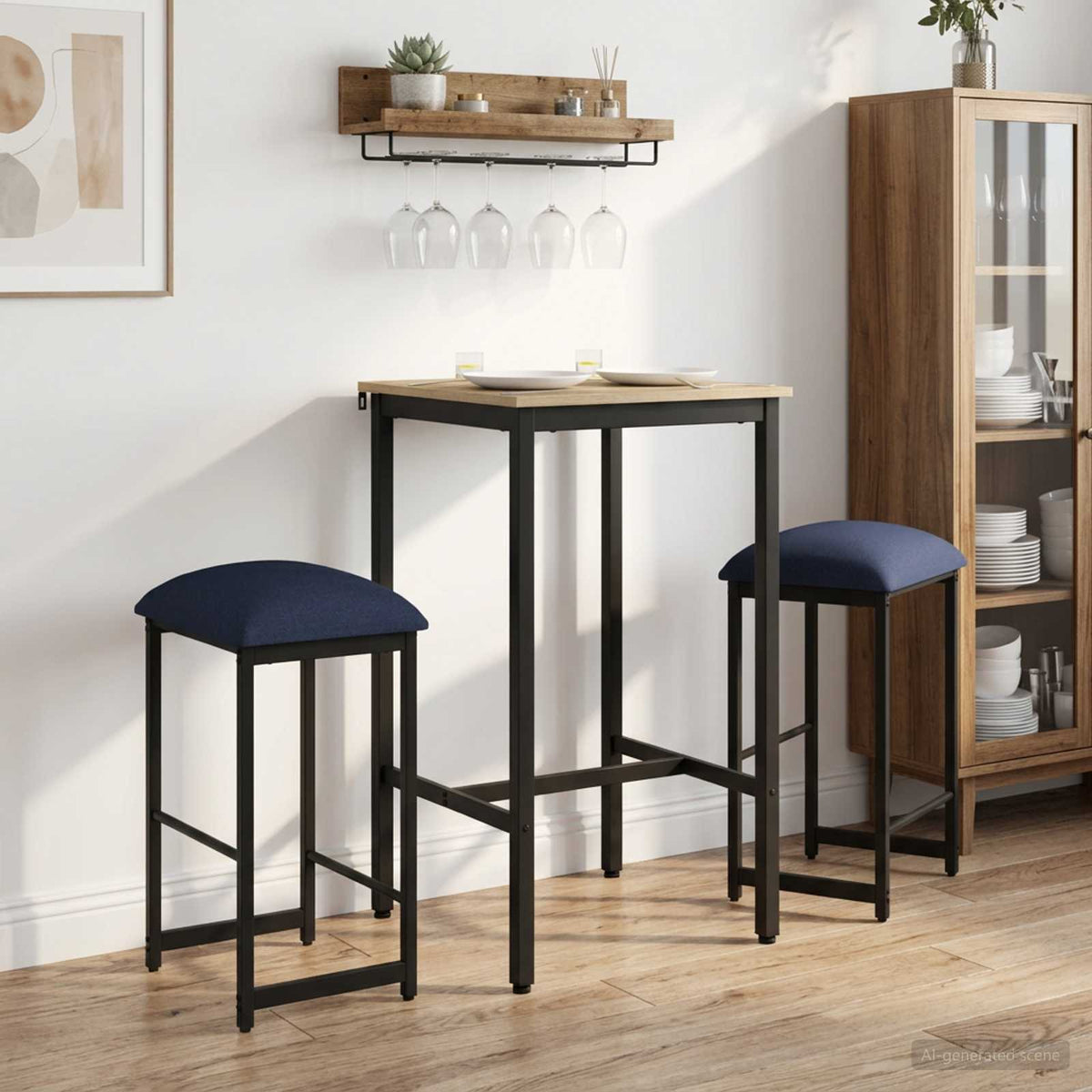 Barska stolica 2 kom. Plava 40 x 32 x 74 cm Konstruirano drvo