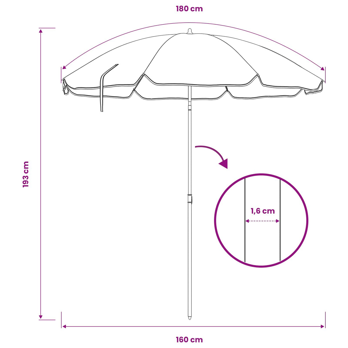 Vrtni suncobran 160 cm 170T poliester Narančasta