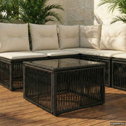 Stol za vrt Crna 55 x 55 x 37 cm PE Rattan i Staklo