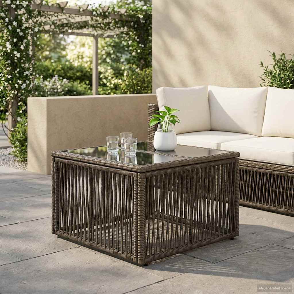Stol za vrt Siva i crna 55 x 55 x 37 cm PE Rattan i Staklo