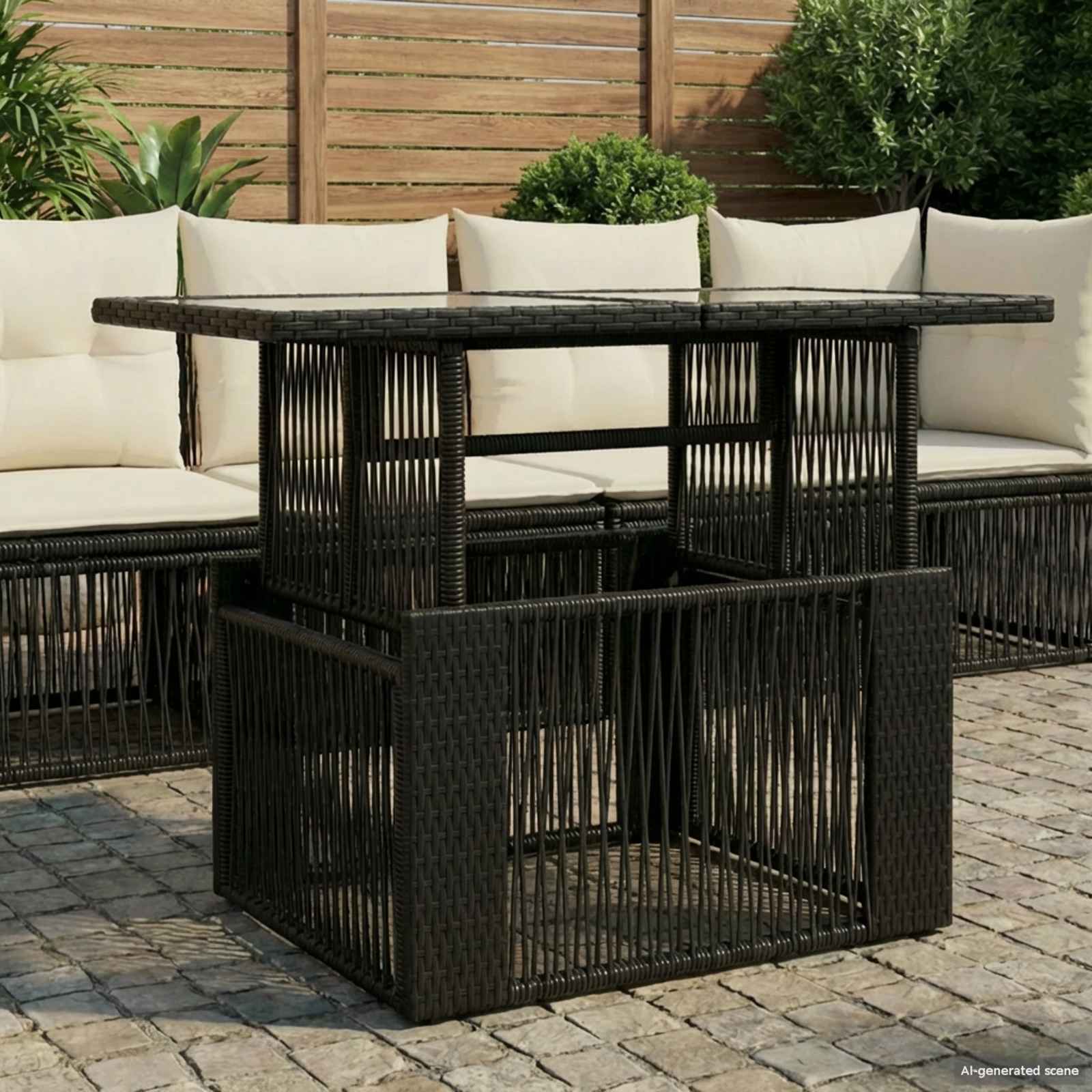 Stol za vrt Crna 100 x 55 x 37 cm PE Rattan i Staklo
