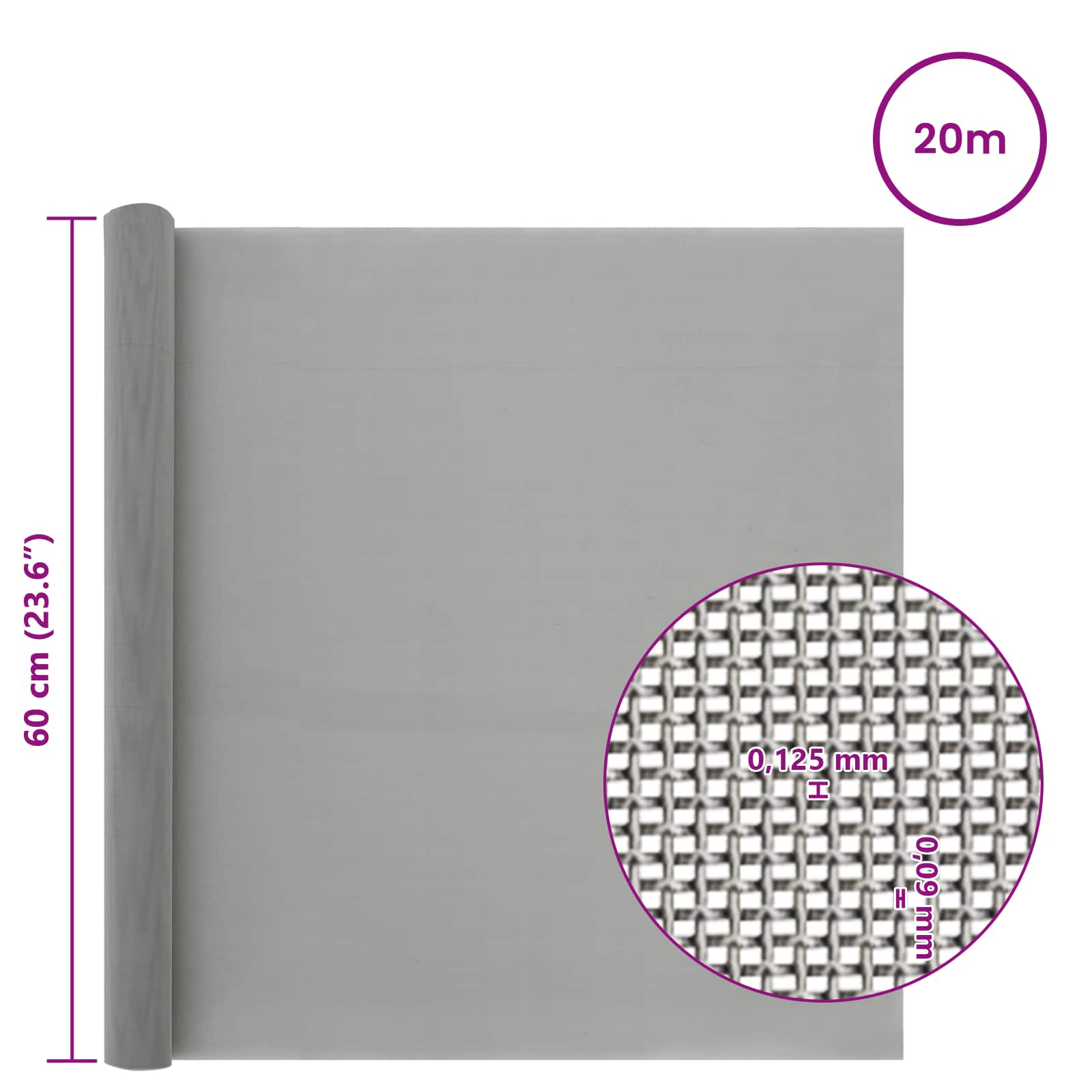 Mrežna tkanina 60 x 2000 cm 120 Mesh Nehrđajući čelik 201