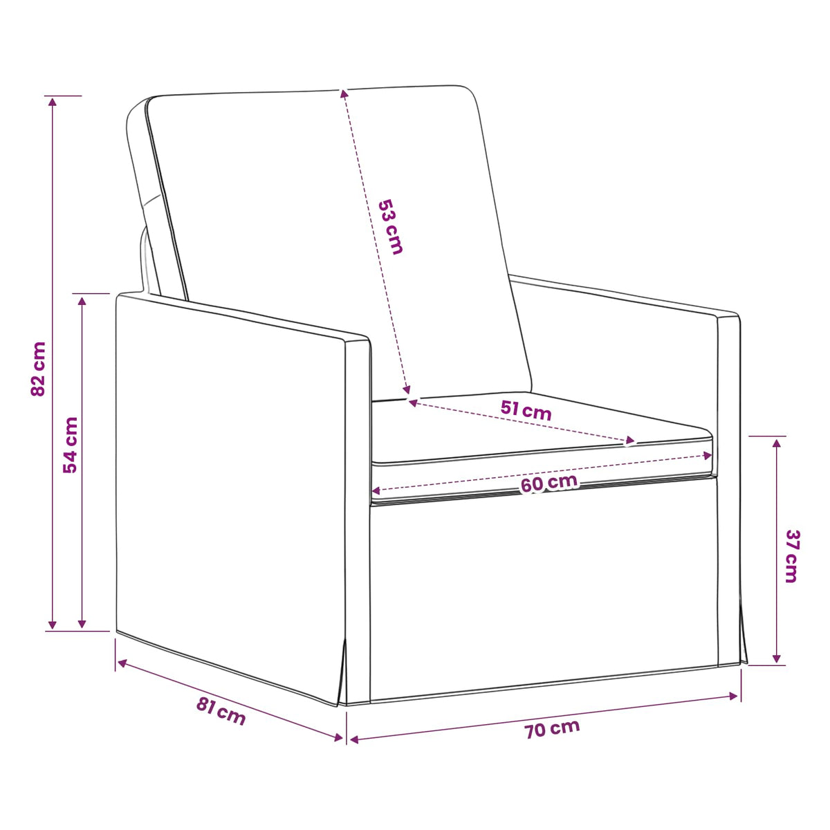 Fotelja Plava 70 x 81 x 82 cm Kordura tekstil