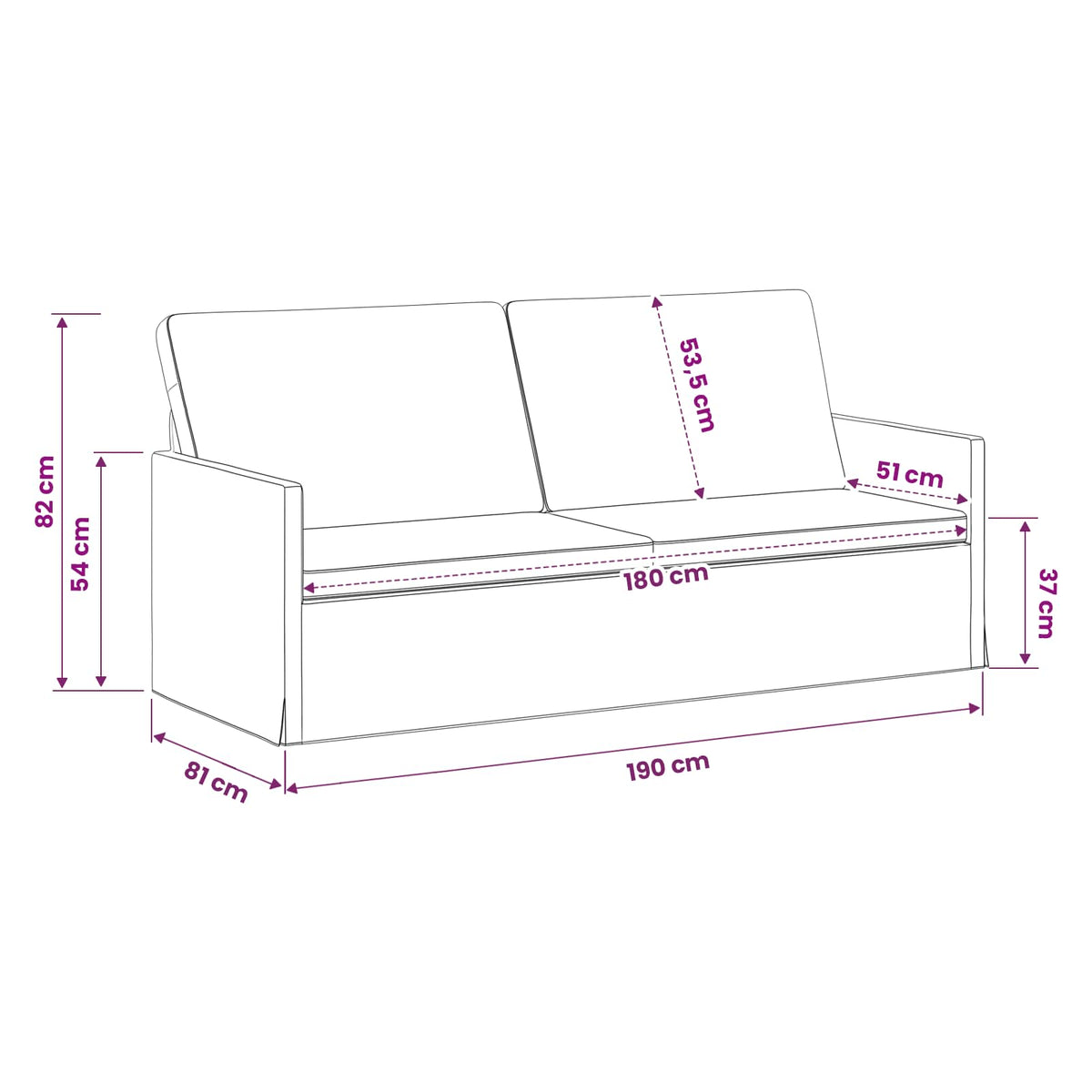 Sofa za 3 osobe Svjetlosiva 190 x 81 x 82 cm Baršun
