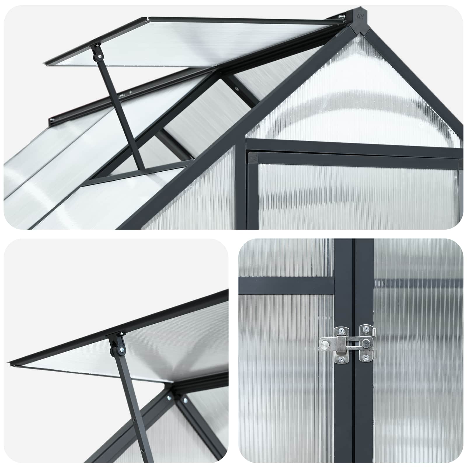 Vrtni staklenik s vratima Antracit 183,5 x 363,5 x 207 cm