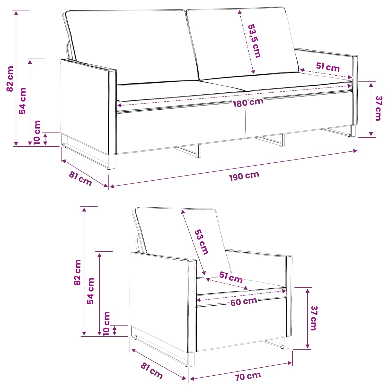 Set sofe 2 pcs Tamnosiva Umjetni sued