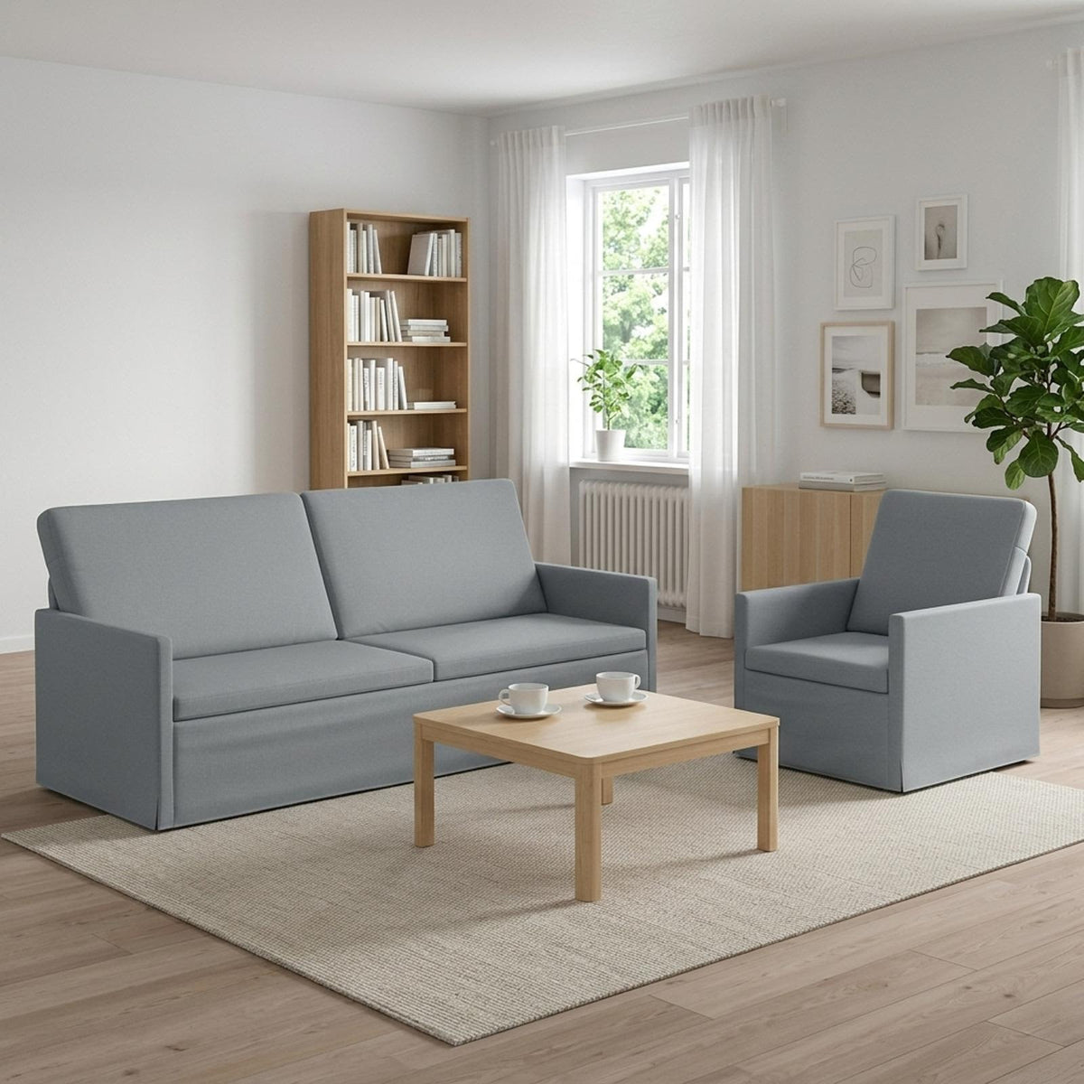 Set sofe 2 pcs Svjetlosiva Tkanina