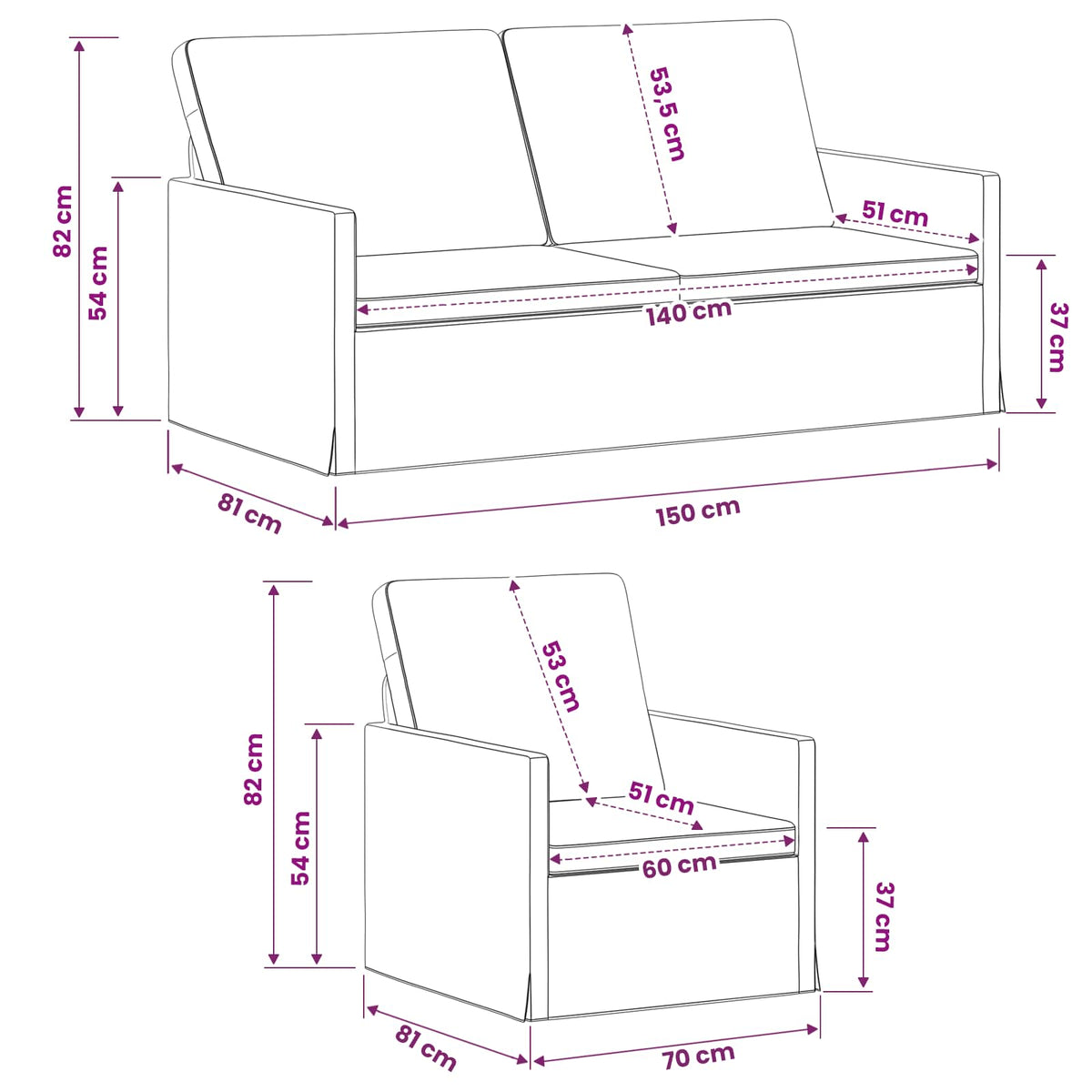 Set sofe 2 pcs Svjetlosiva Tkanina