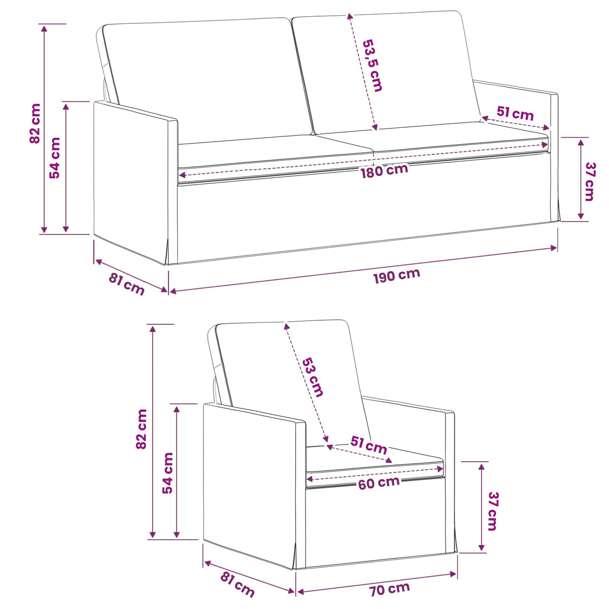 Set sofe 2 pcs Tamno smeđa Tkanina