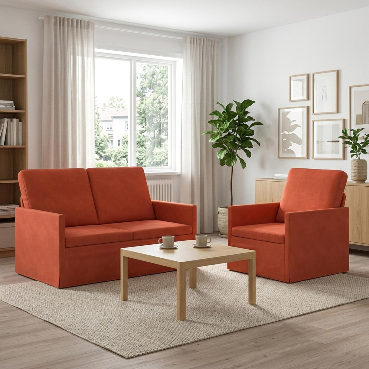 Set sofe 2 pcs Crvena narančasta Kordura tekstil