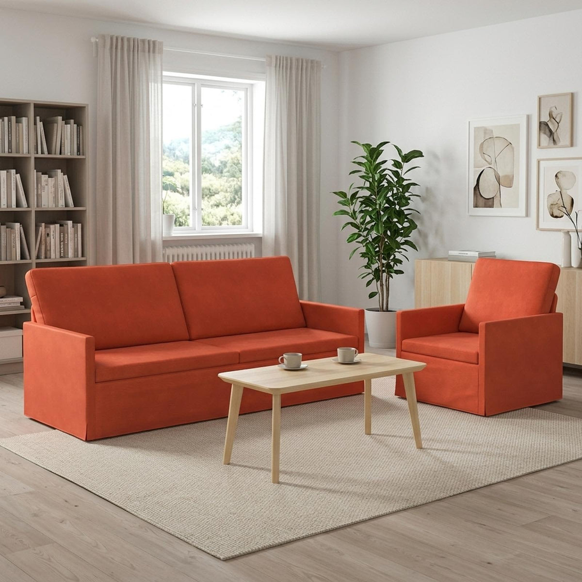 Set sofe 2 pcs Crvena narančasta Kordura tekstil