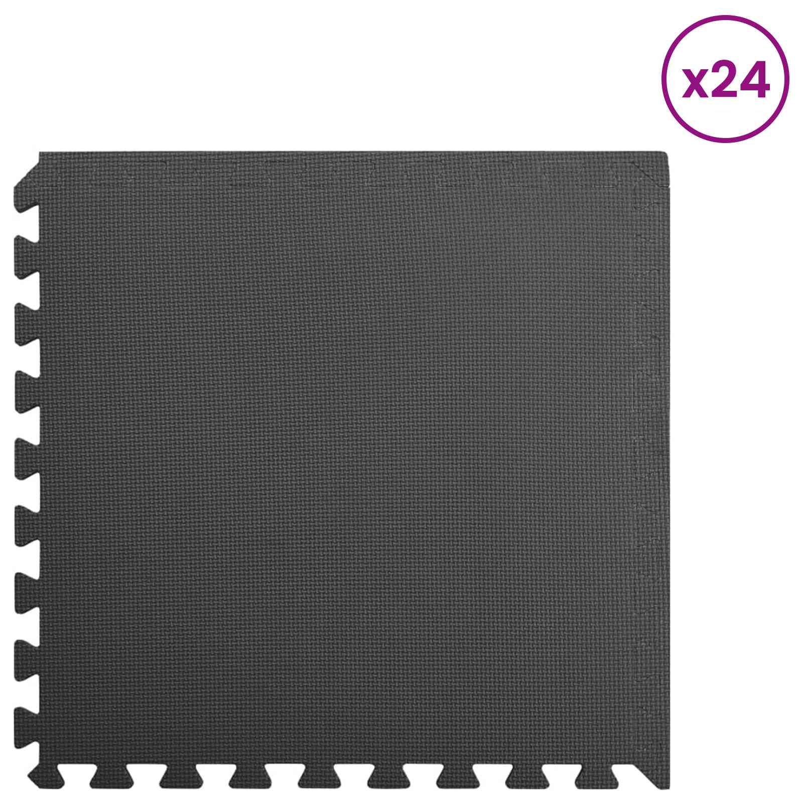 Podloga za bazen 24 pcs Crna 8,64 ㎡ EVA pjenasti materijal