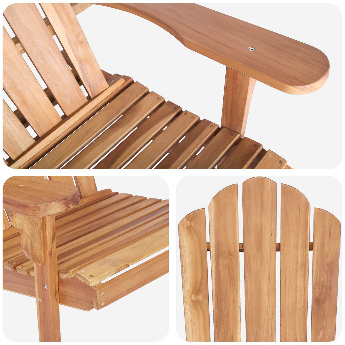 Vrtna Adirondack stolica Prirodna Čvrsto teak drvo