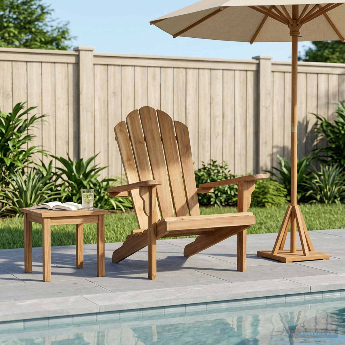 Vrtna Adirondack stolica Prirodna Čvrsto teak drvo