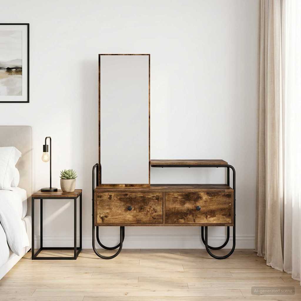 Toaletni stol s ladicama Dimljeni hrast 100 x 36,5 x 136 cm
