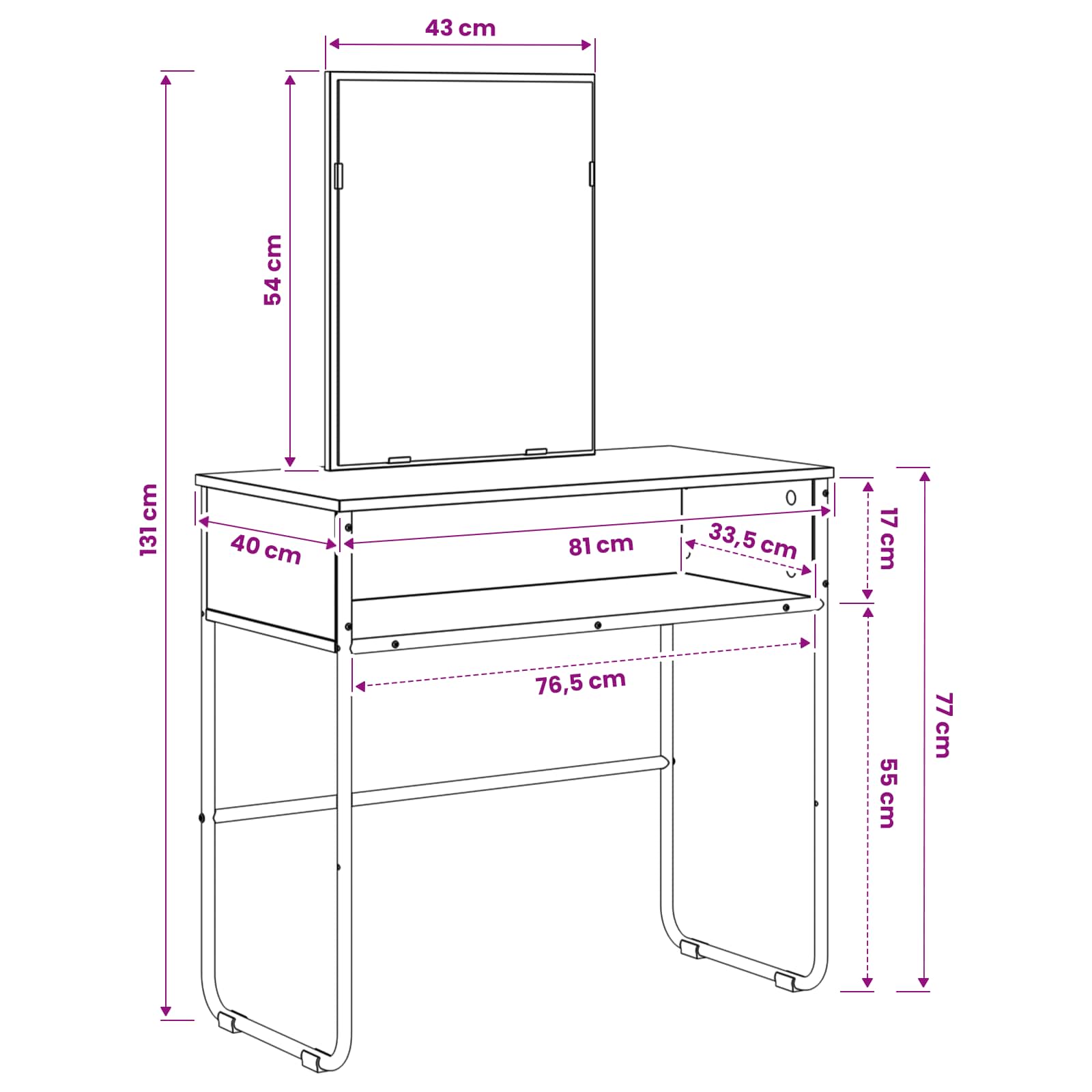 Toaletni stol Hrast artisan 81 x 40 x 131 cm Konstruirano drvo