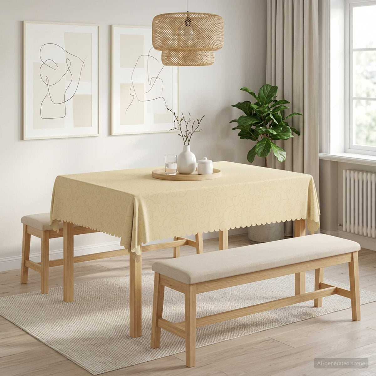 Tkanina za stol Pravokutni Krem bijela 110 x 140 cm
