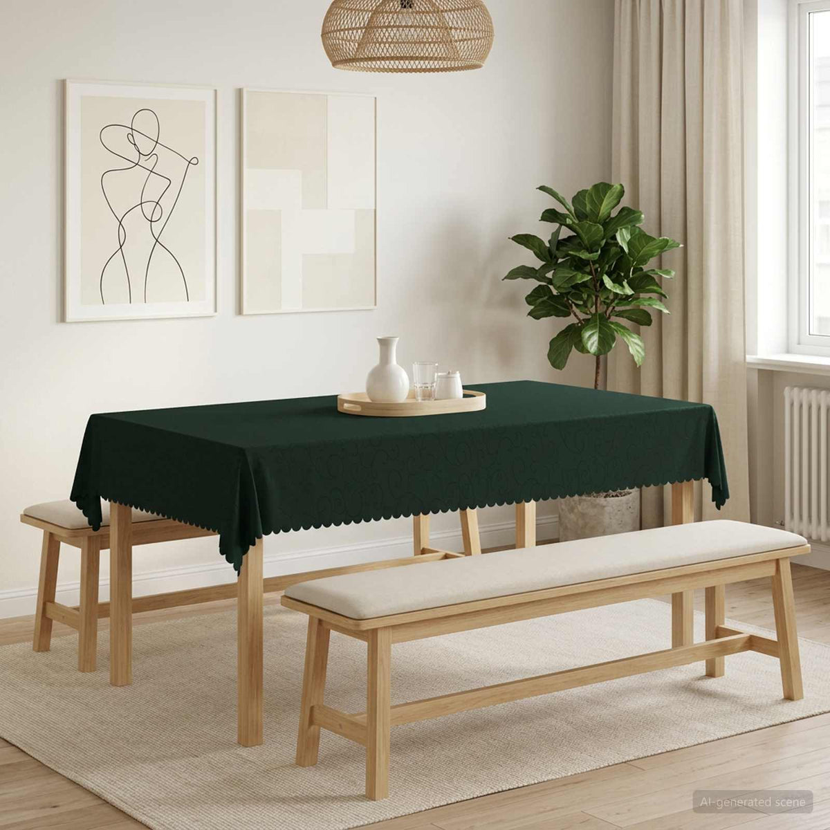 Tkanina za stol 5 kom. Pravokutni Tamnozelena 110 x 180 cm