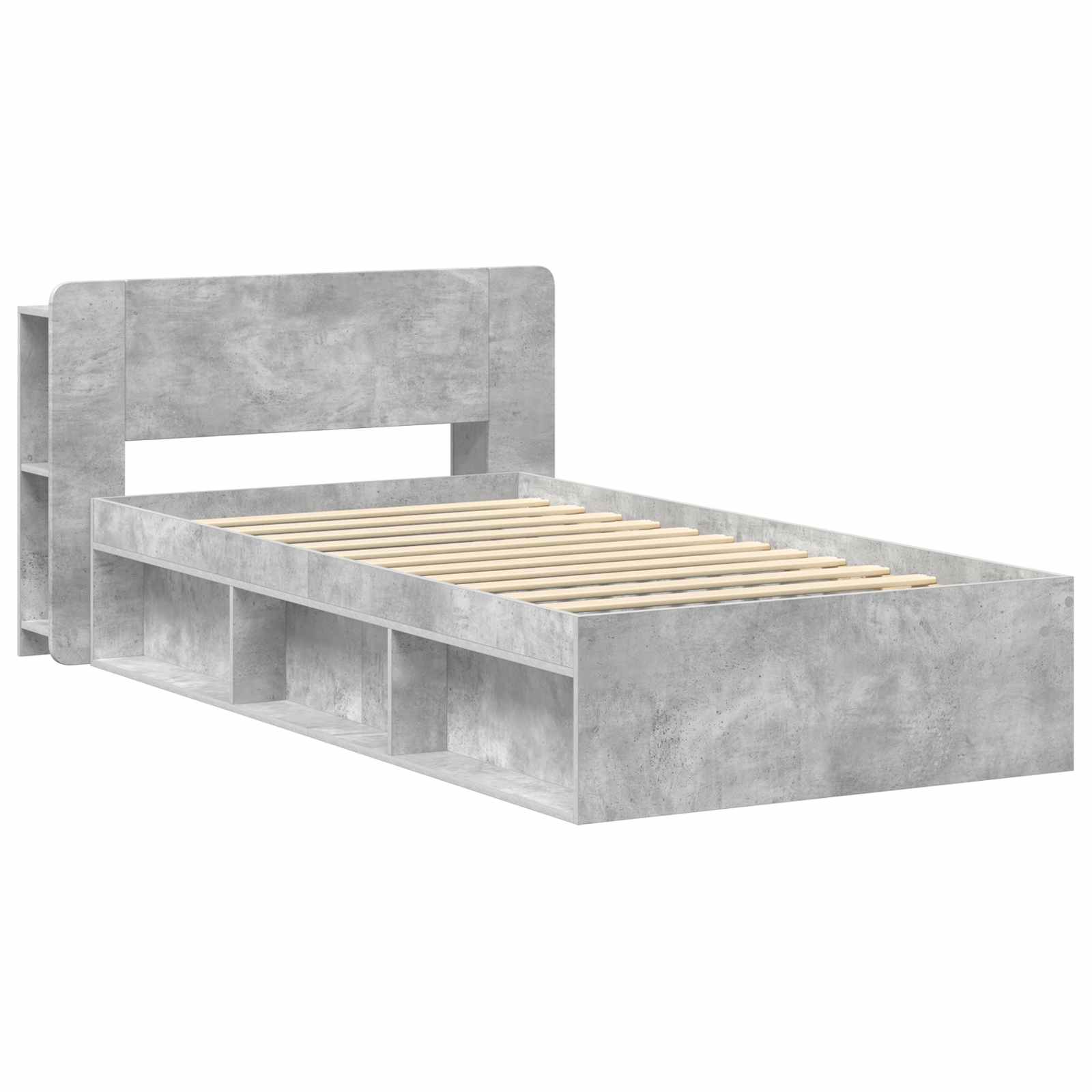 Okvir kreveta s pohranom s uzglavljem Betonska siva 80 x 200 cm