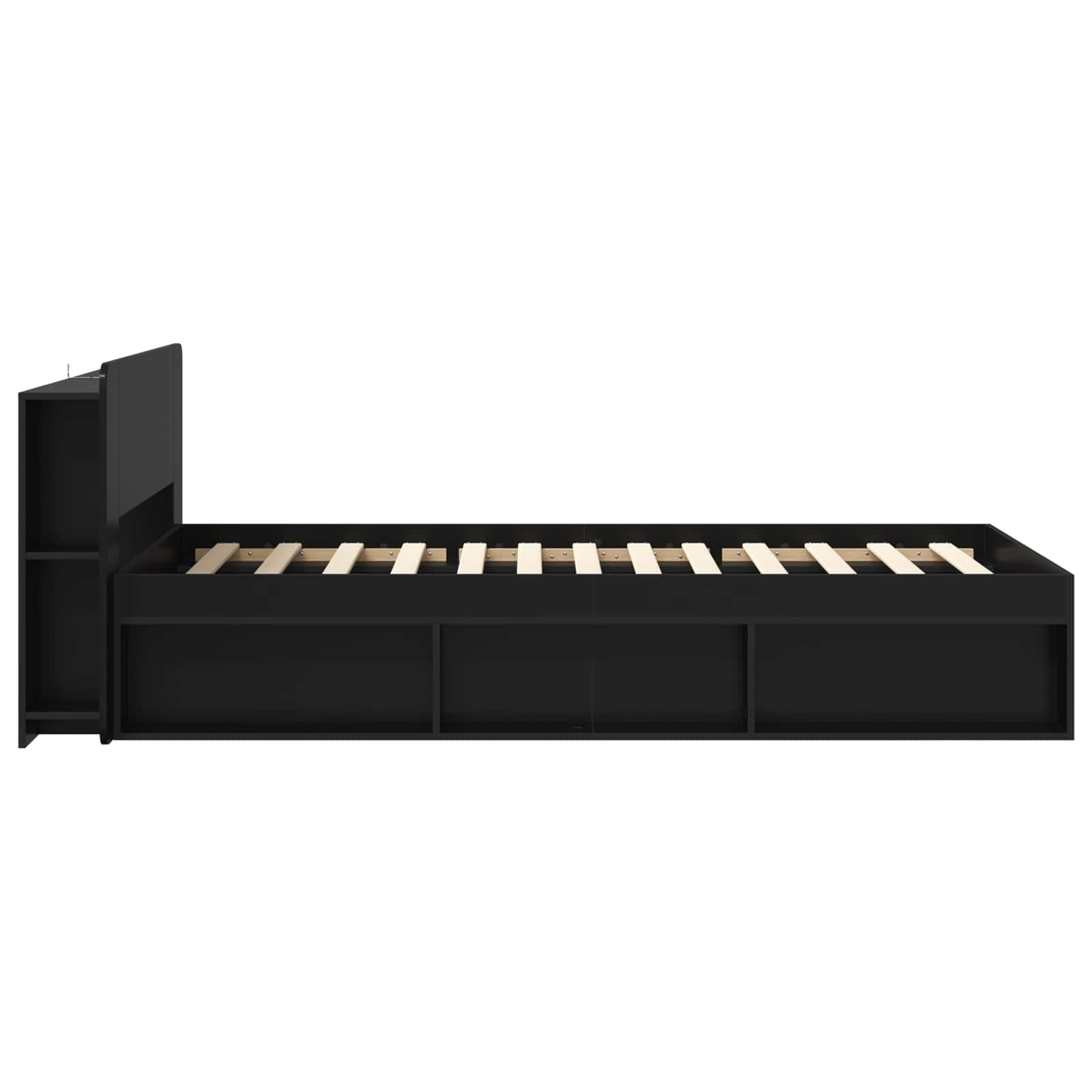 Okvir kreveta s pohranom Crna 90 x 200 cm Konstruirano drvo