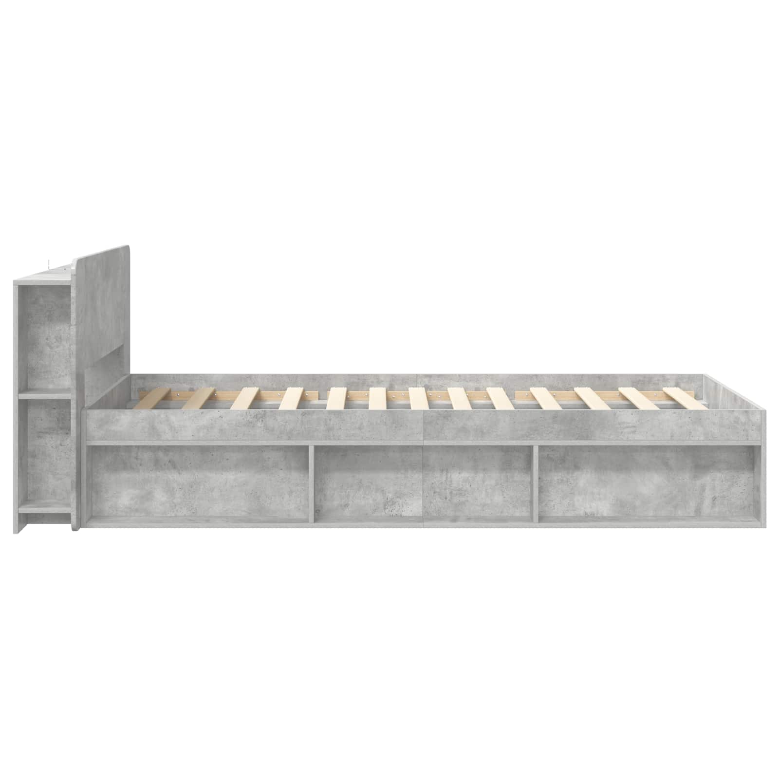 Okvir kreveta s pohranom s uzglavljem Betonska siva 90 x 200 cm