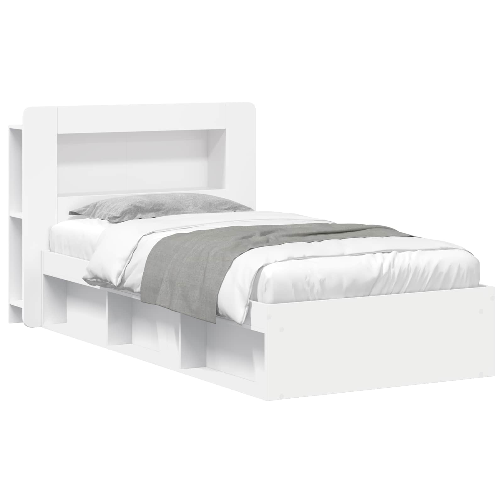 Okvir kreveta s pohranom Bijela 90 x 190 cm Konstruirano drvo