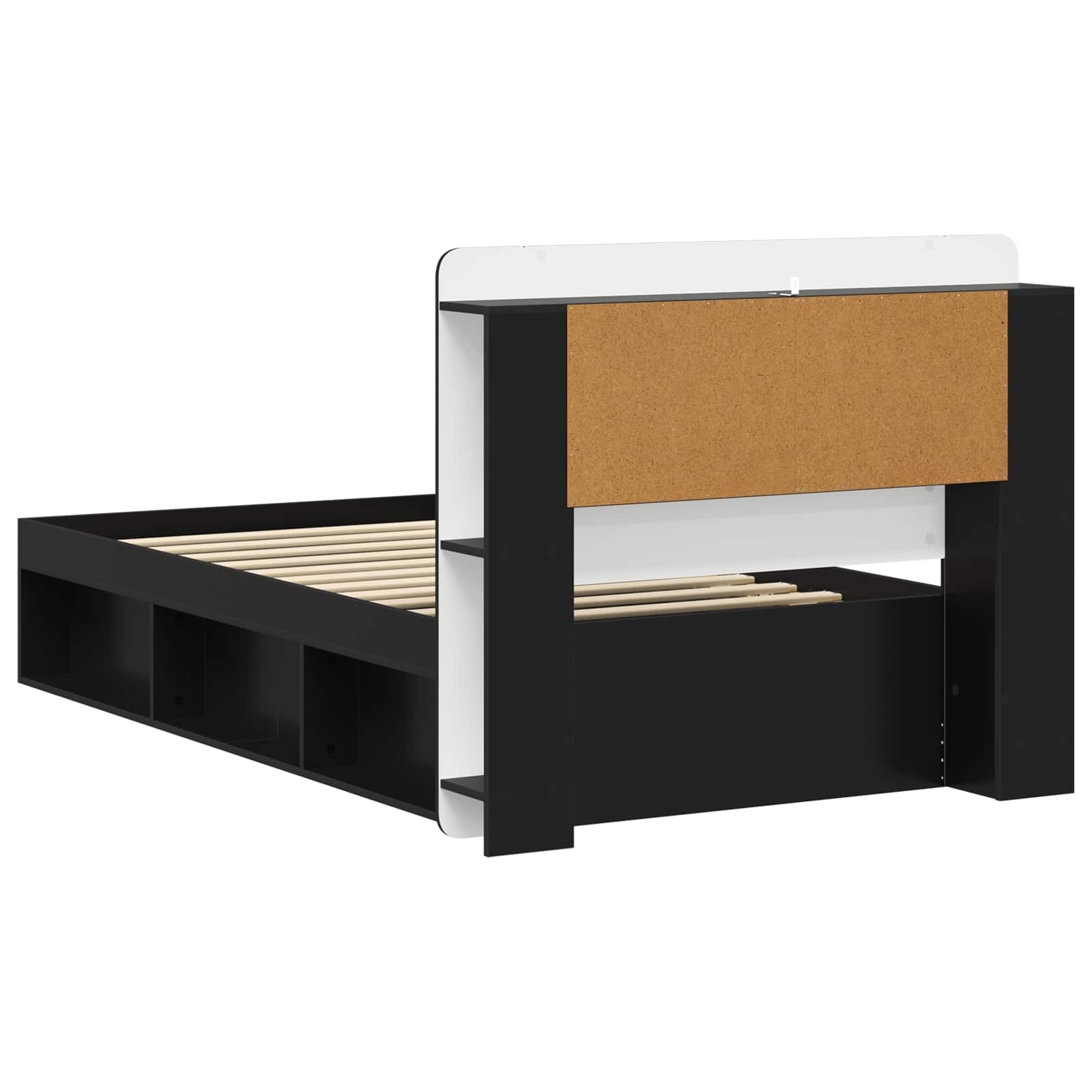 Okvir kreveta s pohranom Crna 100 x 200 cm Konstruirano drvo