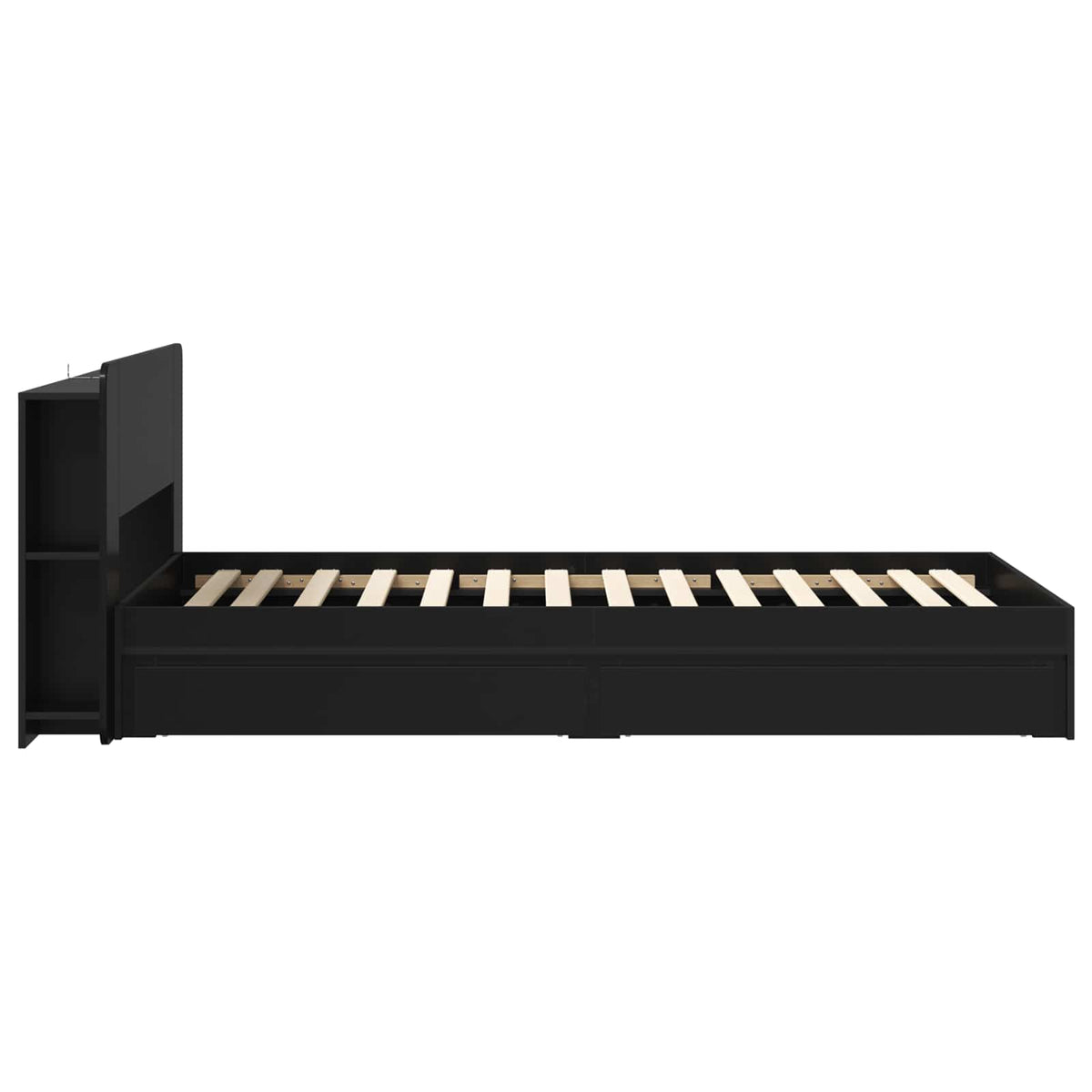 Okvir kreveta s pohranom Crna 75 x 190 cm Konstruirano drvo