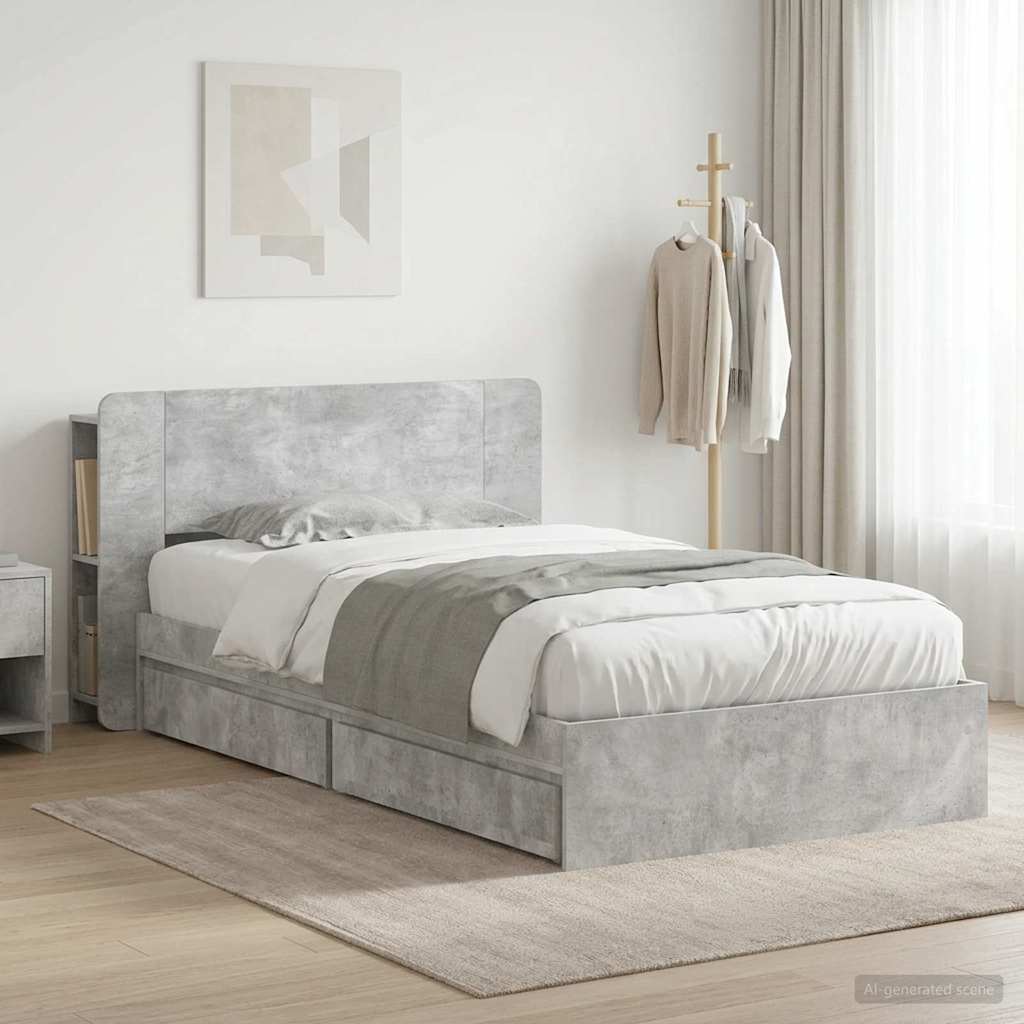 Okvir kreveta s pohranom s ladicama Betonska siva 75 x 190 cm